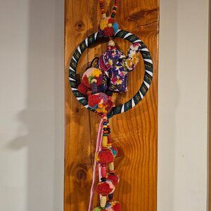 Hmong Boho Elephant pom pom dreamcatcher